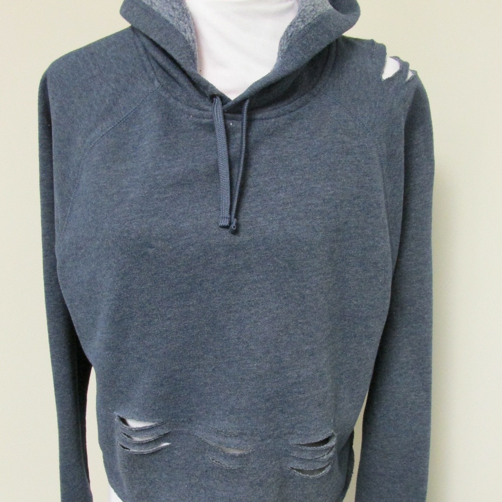 Cropped & Distressed Hoodie Size Medium